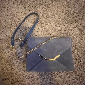 l.k bennett blue bag with gold hardware